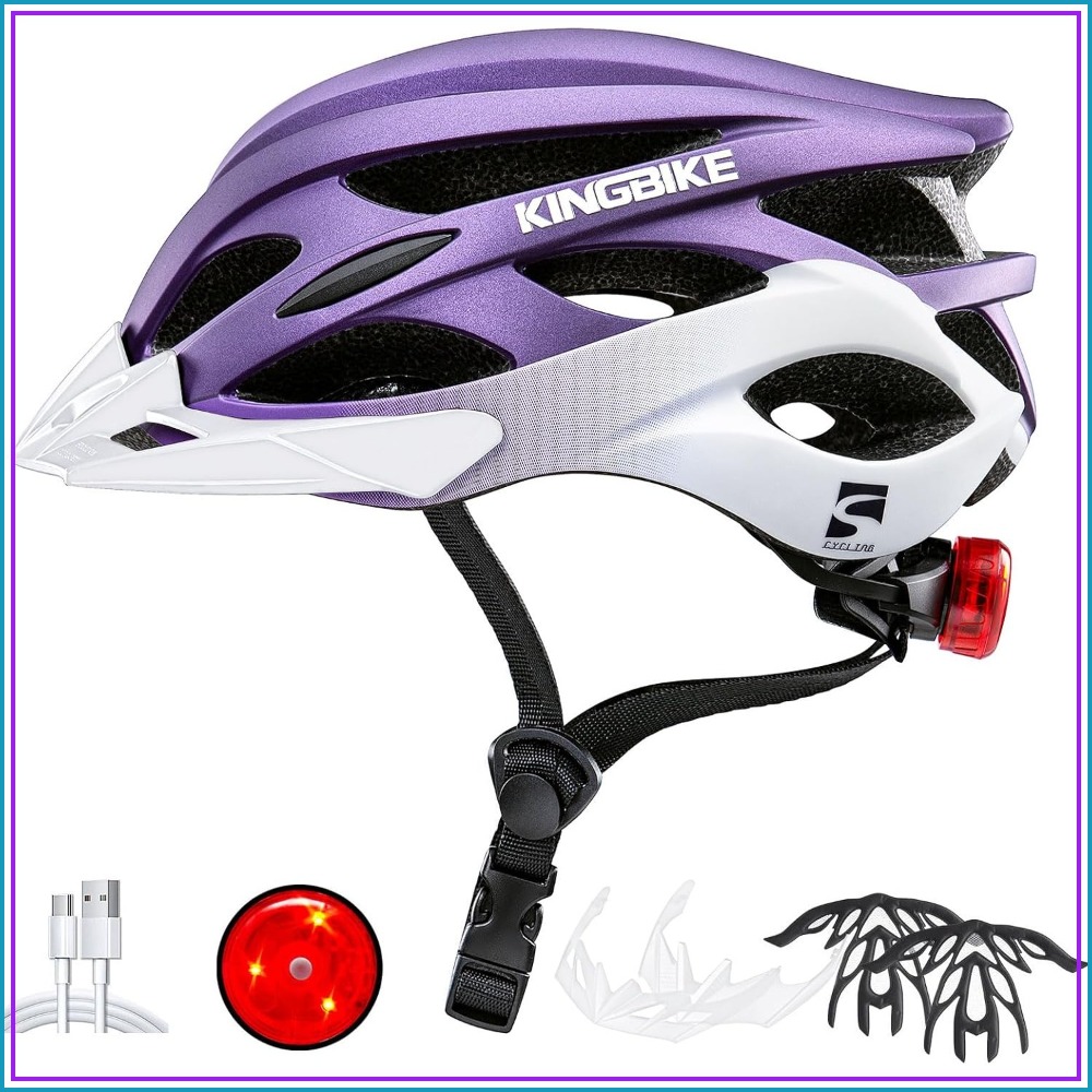 Mountain Biking Images - 大人用自転車ヘルメット、ユースロード通勤、マウンテンサイクリング用、USBライト付き、軽量、20.4～23.6インチ