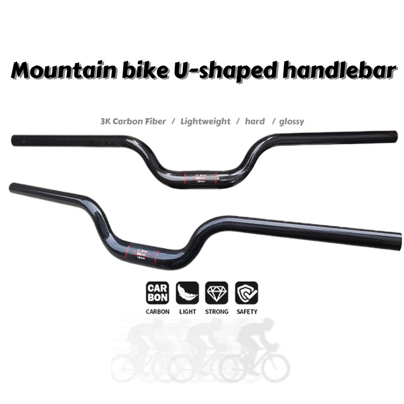 Mountain Biking Experience - 3K カーボンファイバーマウンテンバイクハンドル 600-760mm ダブテール 31.8mm ライズ