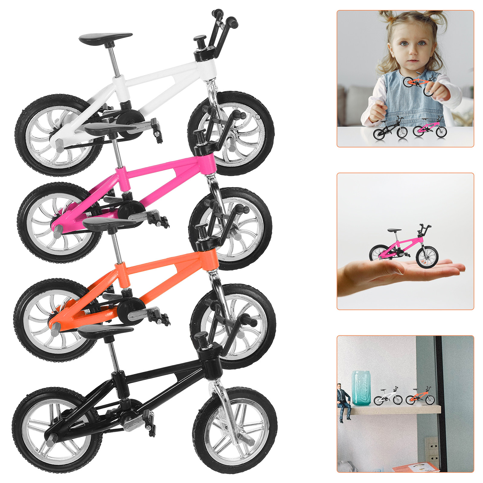 Mountain Biking Game - 4個入りミニチュアフィンガーマウンテンバイクシミュレーション合金レーシングバイクセット ミニバイク装飾 レーシングゲーム