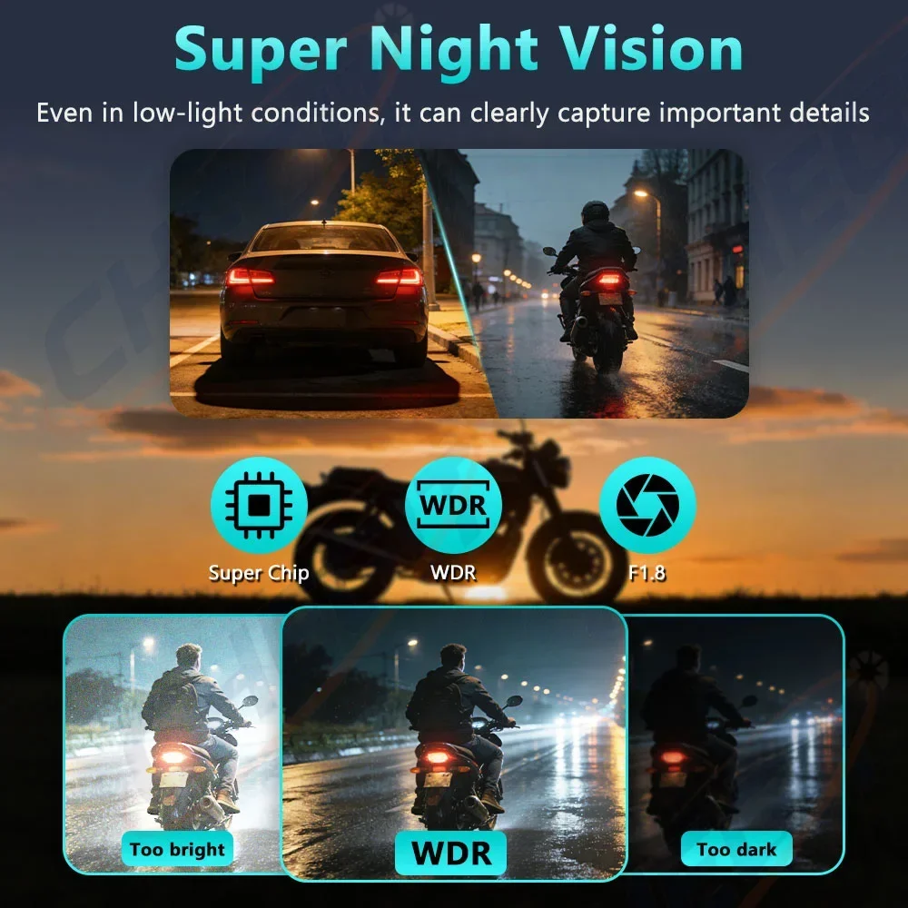 WiFi 2K HD オートバイ DVR 防水 IP66 ル - Mountain Biking Images のレビューと価格